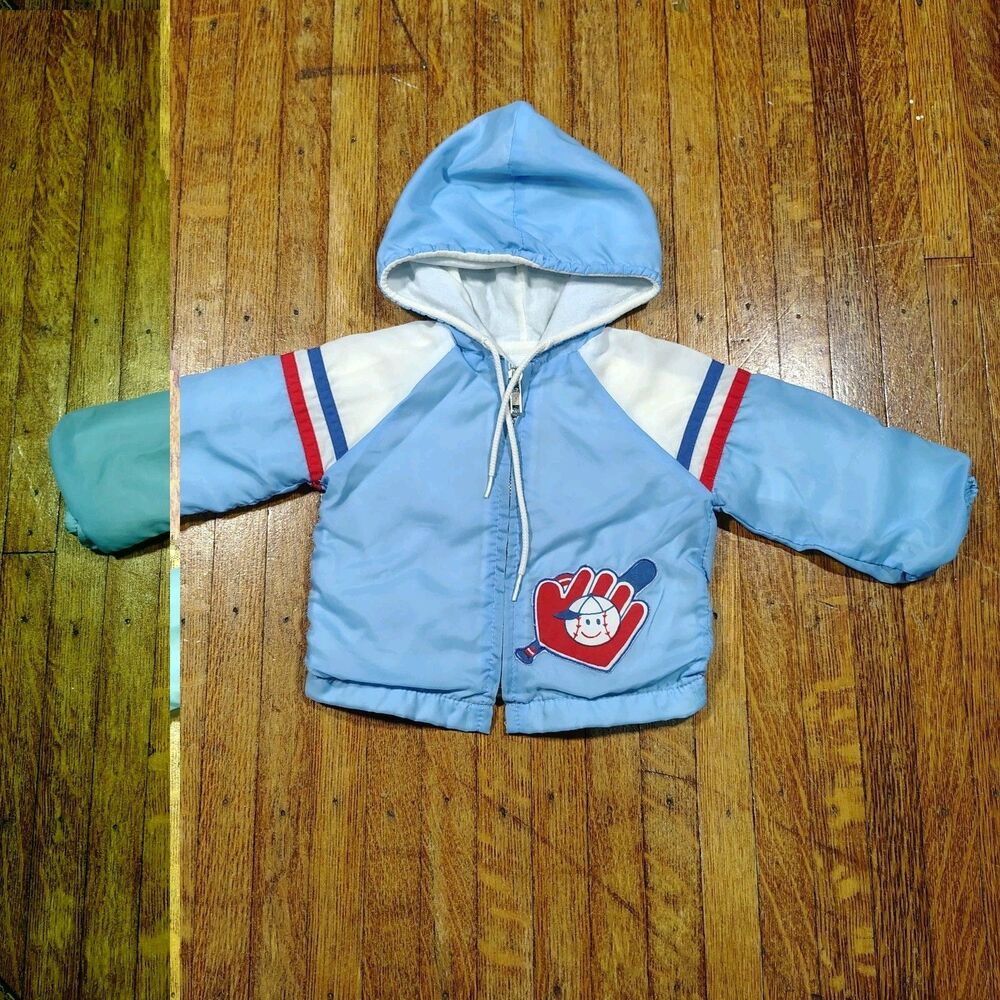 VTG Boys Baseball Hooded Wind Breaker Tiny Tots Size 6-9m/T522